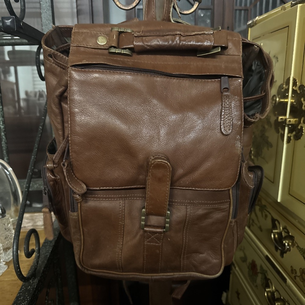 Genuine Leather Tan Backpack Bag Made in Columbia Unisex Rucksack Travel Purse